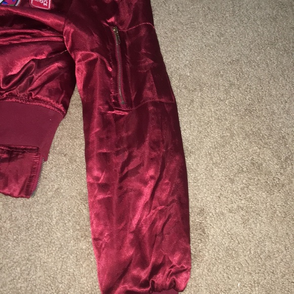 Red bomber jacket with cute tumblr patches - Picture 5 of 8